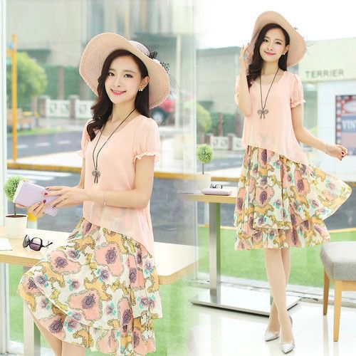 Chiffon Floral Midi Dress for Women - Summer 2019