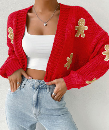 Gingerbread Pattern Cardigan for Women (One Piece)