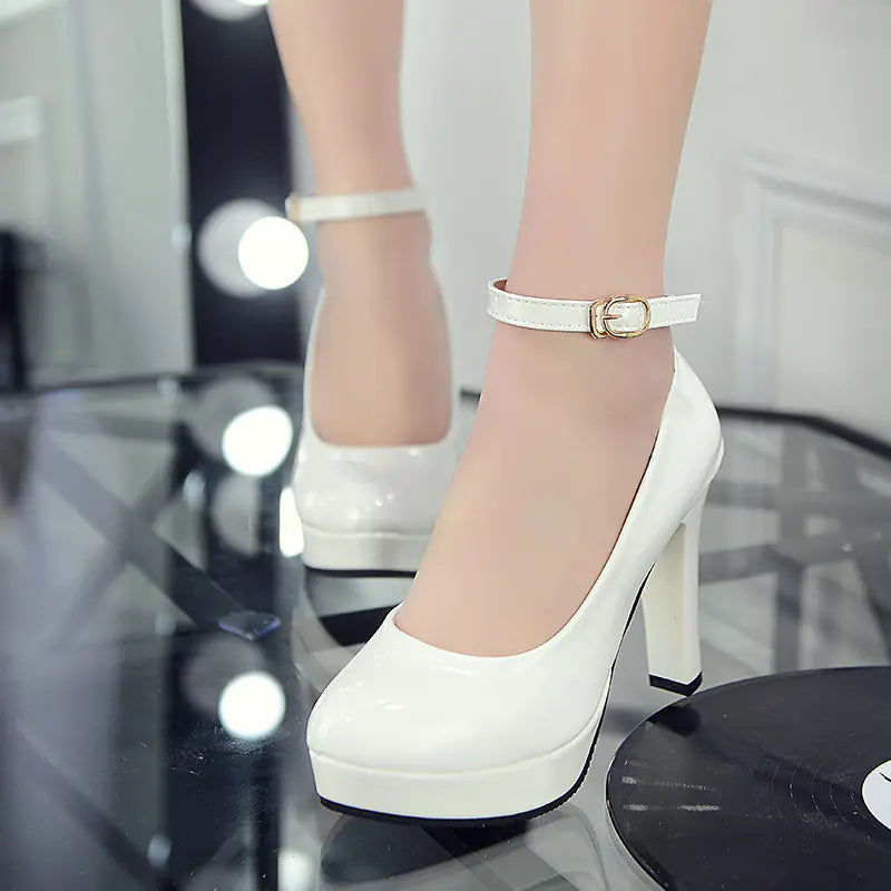 Spring New Patent Leather High Heel Office Shoes