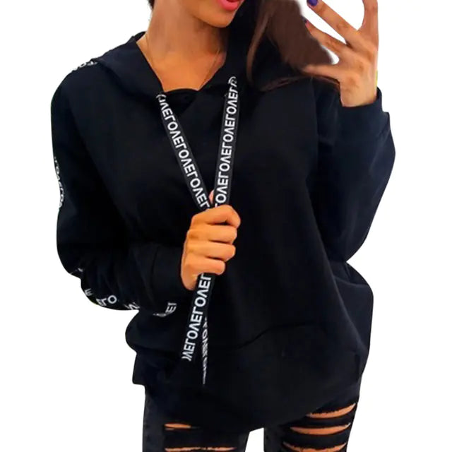Women's Oversized Alphabet Ribbon Hoodie Plus Size 18+