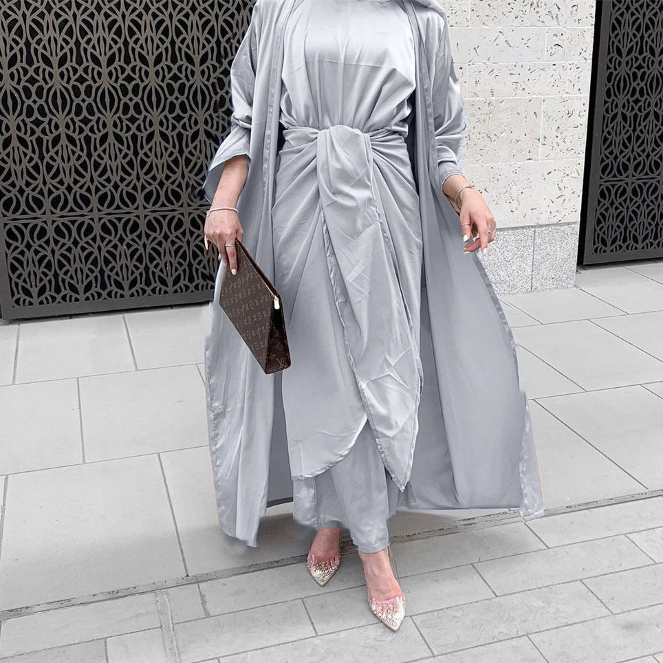 Three-Piece Satin Gown Dress for Women