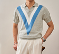 Men's Vintage Short Sleeve Striped Polo Shirt (One Piece)