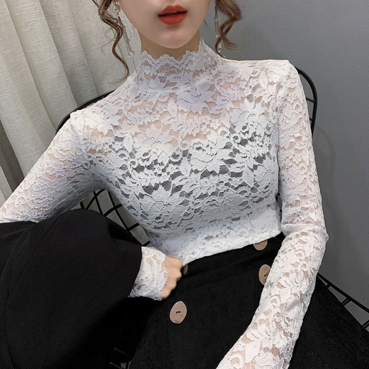 Lace High-Neck Top for Women - Versatile All Seasons