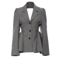 Backless Women's Slim Coat with Lotus Leaf Hem