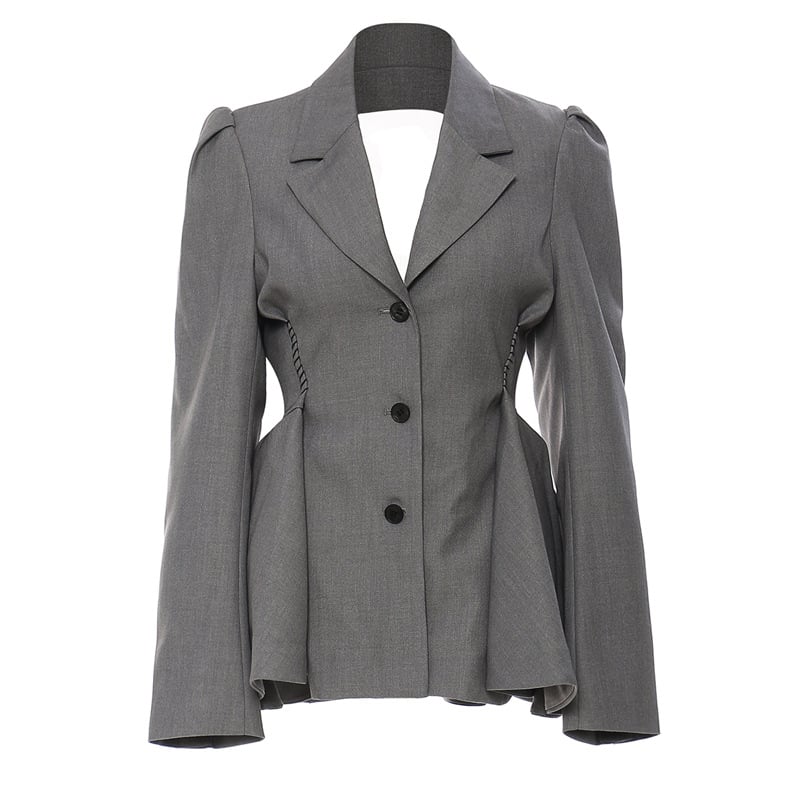Backless Women's Slim Coat with Lotus Leaf Hem