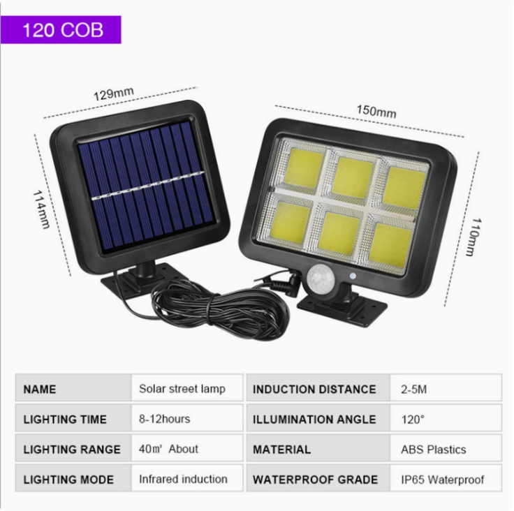 COB LED Solar Powered Motion Sensor Security Lamp