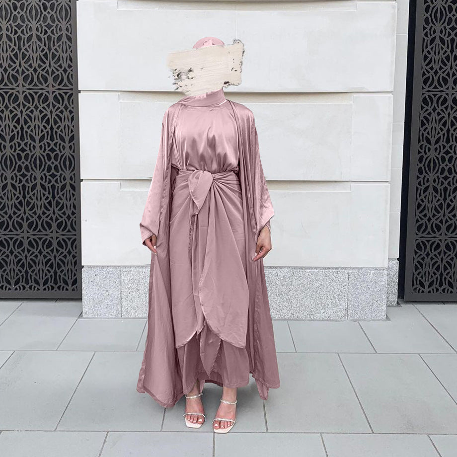 Three-Piece Satin Gown Dress for Women