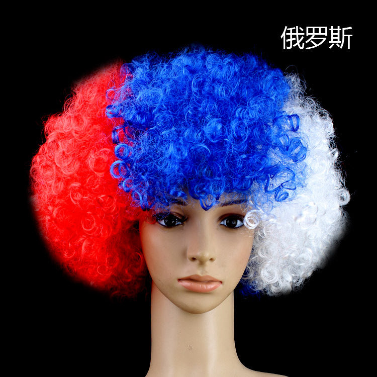 European Cup World Cup Flag Color Wig for Parties