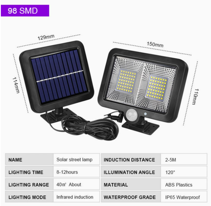 COB LED Solar Powered Motion Sensor Security Lamp