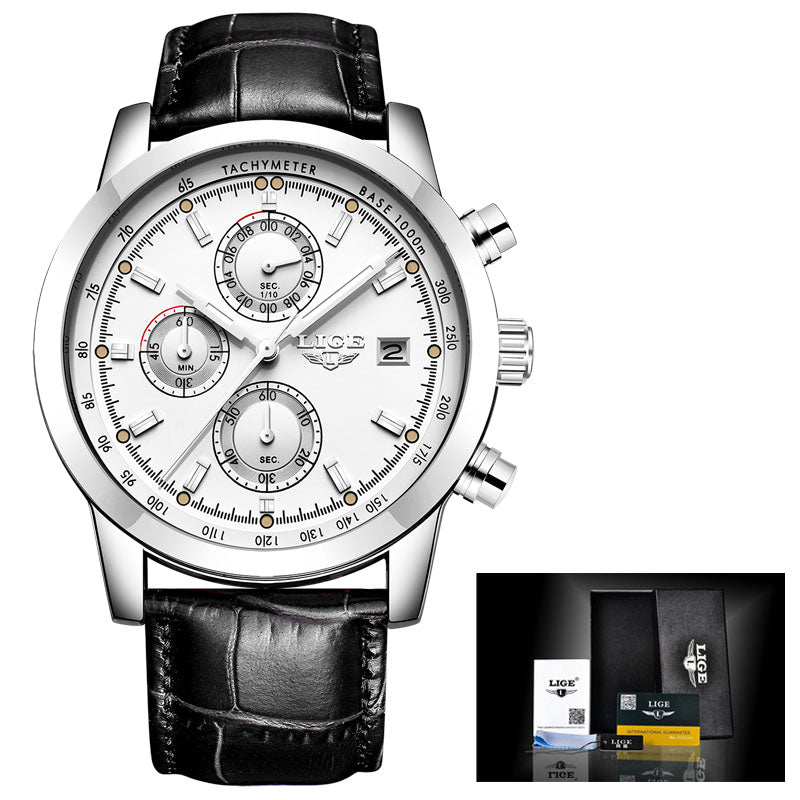 LIGE Multifunctional Waterproof Quartz Watch
