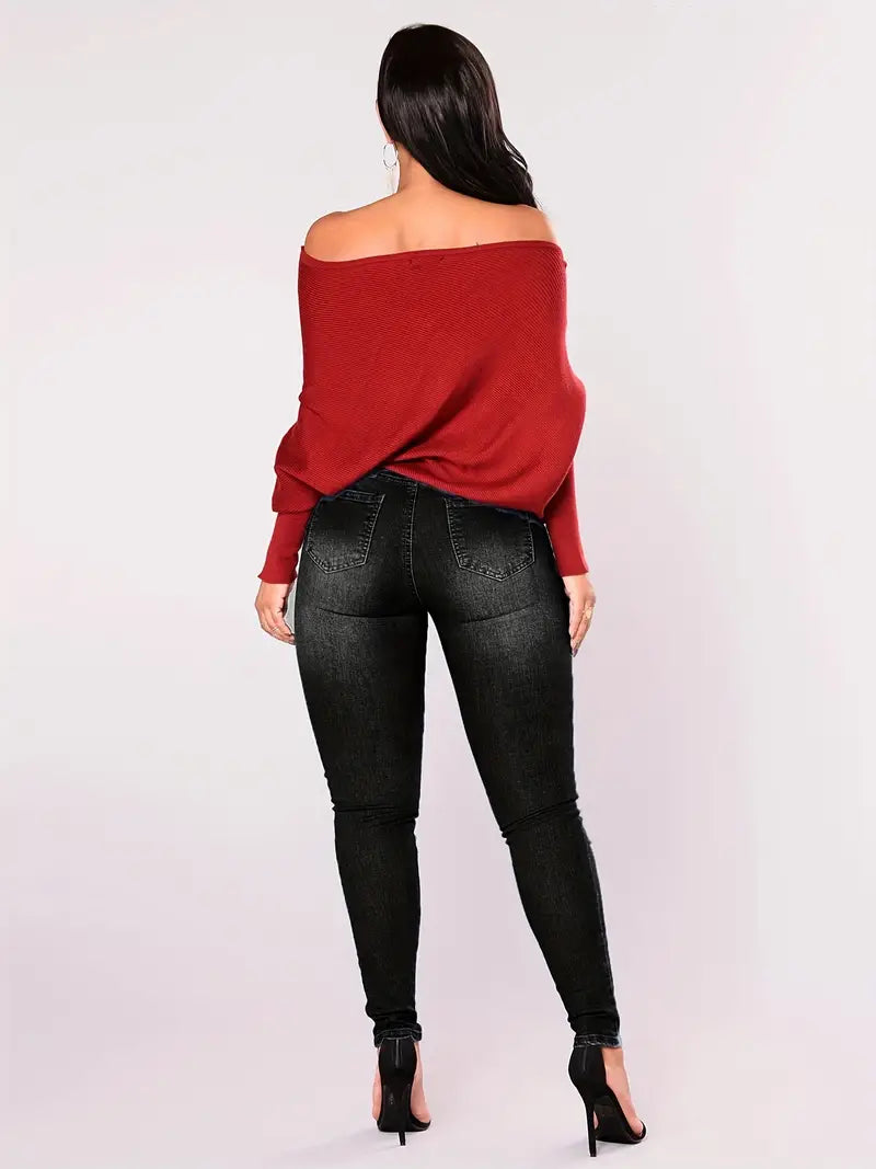 High-Rise Stretchy Blue Jeans for Everyday Comfort