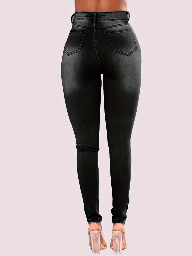 High-Rise Stretchy Blue Jeans for Everyday Comfort