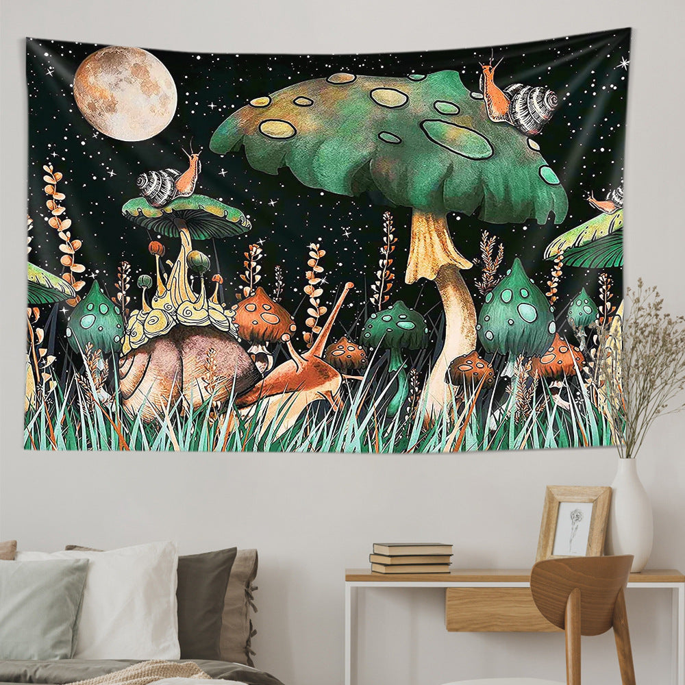 New American Bohemian Dreamy Psychedelic Mushroom Tapestry