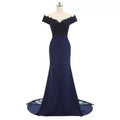Long Mermaid Fitted Off-the-Shoulder Evening Gown