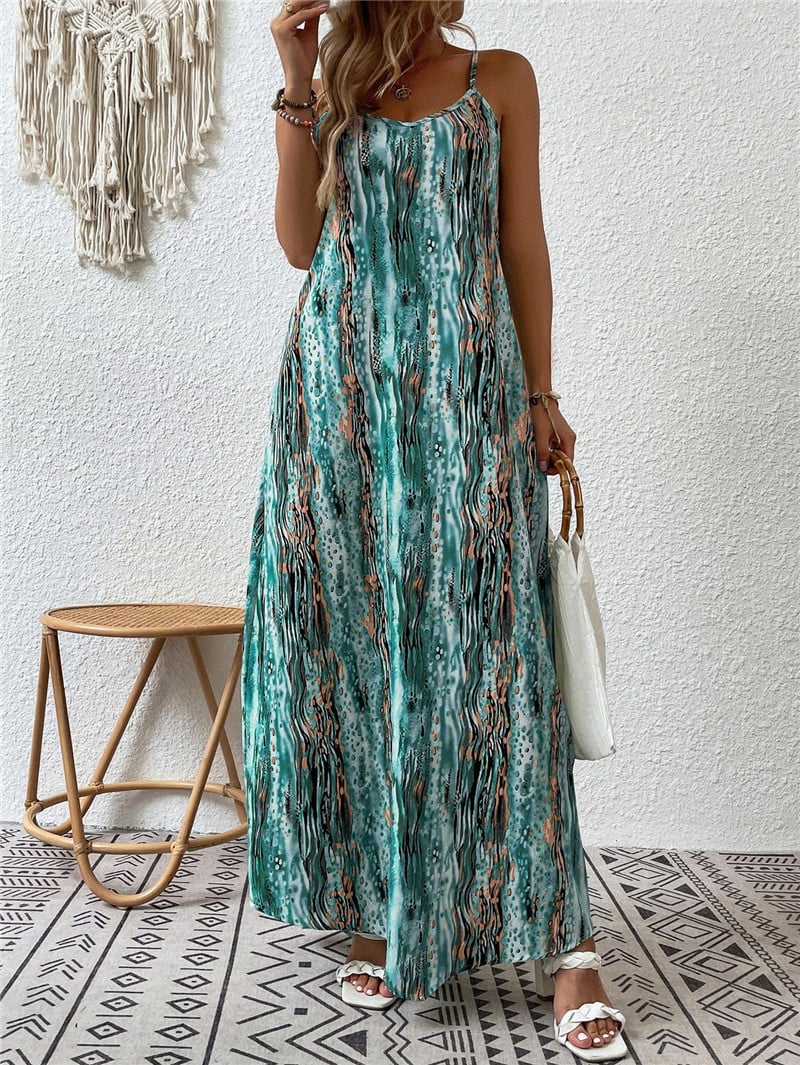 Trendy Printed Drawstring Dress for Women