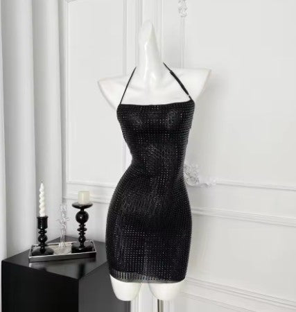 Women's Diamond Halter Neck Bodycon Mini Dress