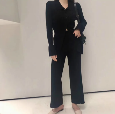 Knitted Long Collar Outfit