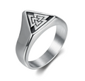 Handcrafted Stainless Steel Triangular Valknut Ring