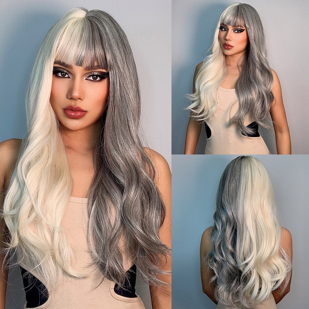 Purple Long Wavy Two-Tone Ombre Synthetic Wig for Women