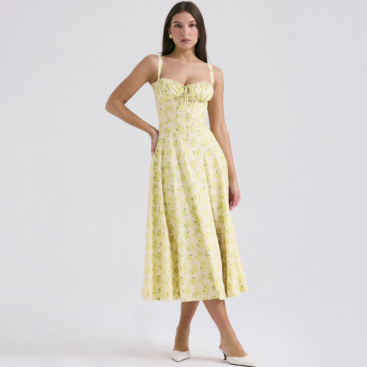 Sexy Backless Floral Midi Dress for Vacation Style