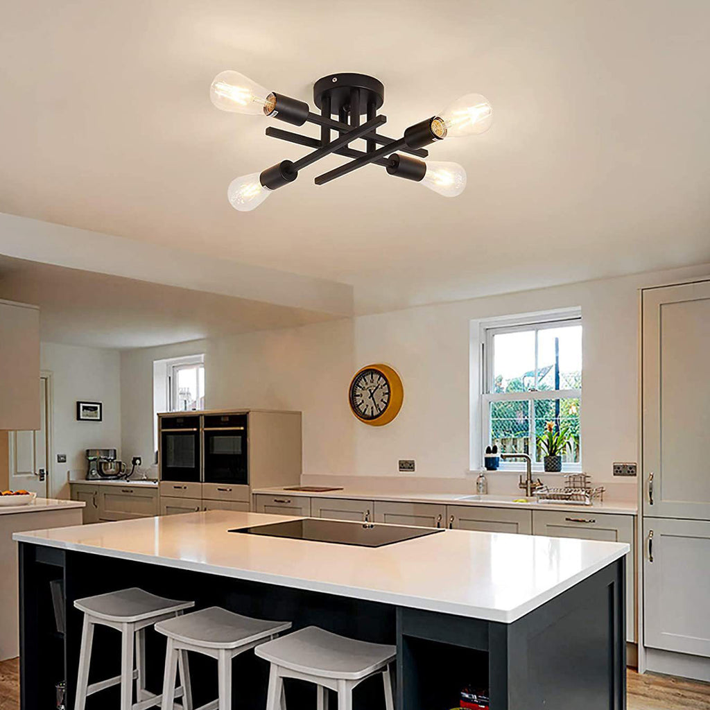 Vintage Black Iron Ceiling Light for Bedroom & Café