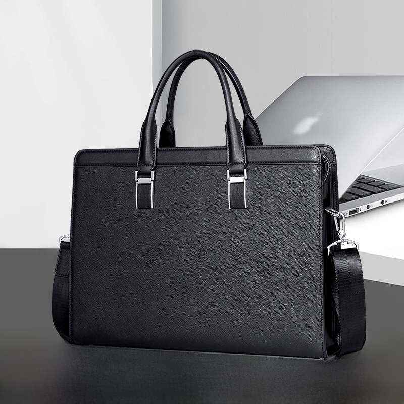 Genuine Leather Men's Briefcase for 14-inch Laptop