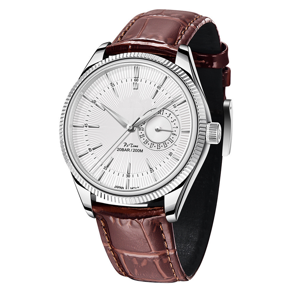 Men's Quartz Watch with Genuine Leather Strap