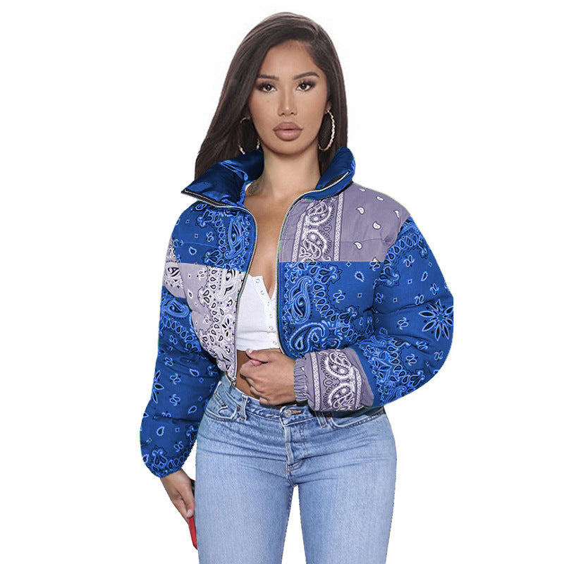 New Autumn Winter Women's Printed Zipper Jacket