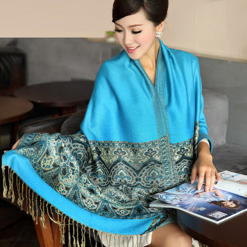 Bohemian Women's Long Cotton Scarf - Warm Shawl