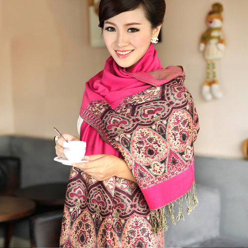 Bohemian Women's Long Cotton Scarf - Warm Shawl