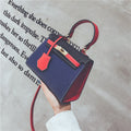 Trendy 2019 Color-Block Litchi Texture Handbag
