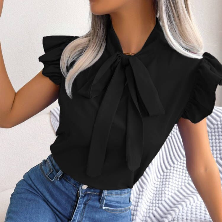 Elegant Women's Summer Bow Short-Sleeve T-Shirt
