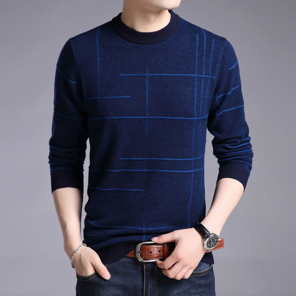 Men's Thin Knit Long Sleeve Pullover Sweater 2023