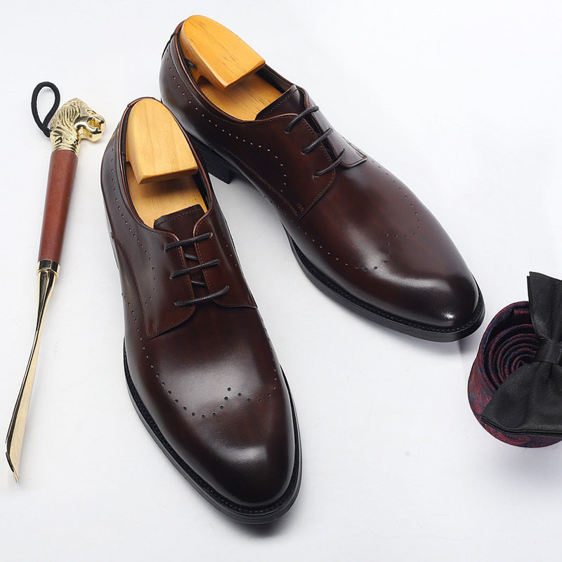 Handmade Carved Leather Shoes for Men (Large Size)