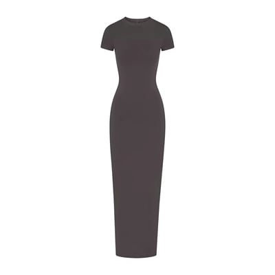 New Short Sleeve Split Thread Sheath Dress