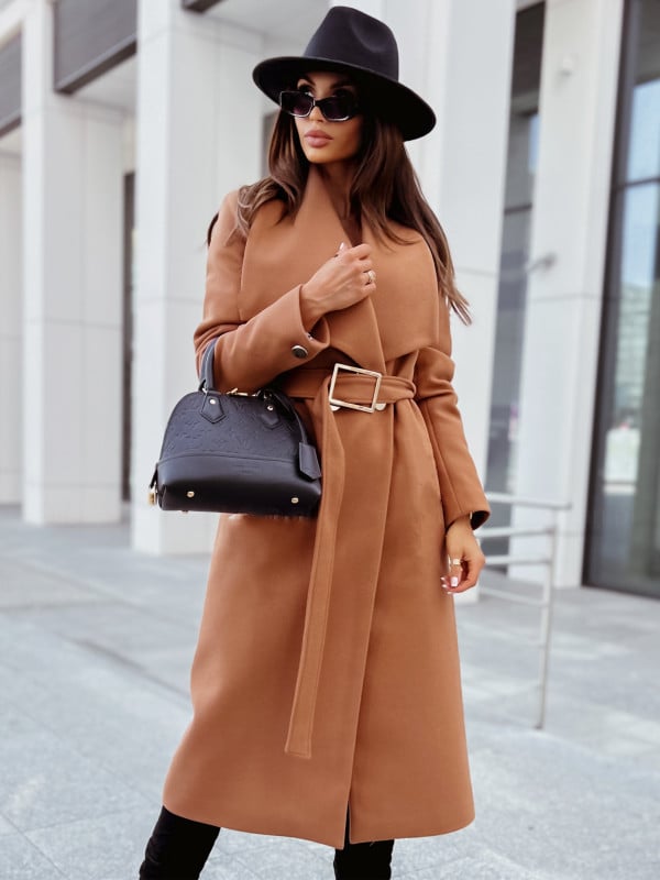 Women's V-Neck Long Sleeve Woolen Tie Jacket