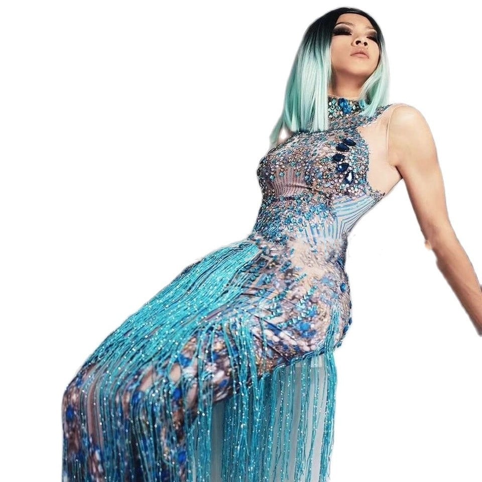 Chinese Style Singer Costume Skinny Sheath Jumpsuit