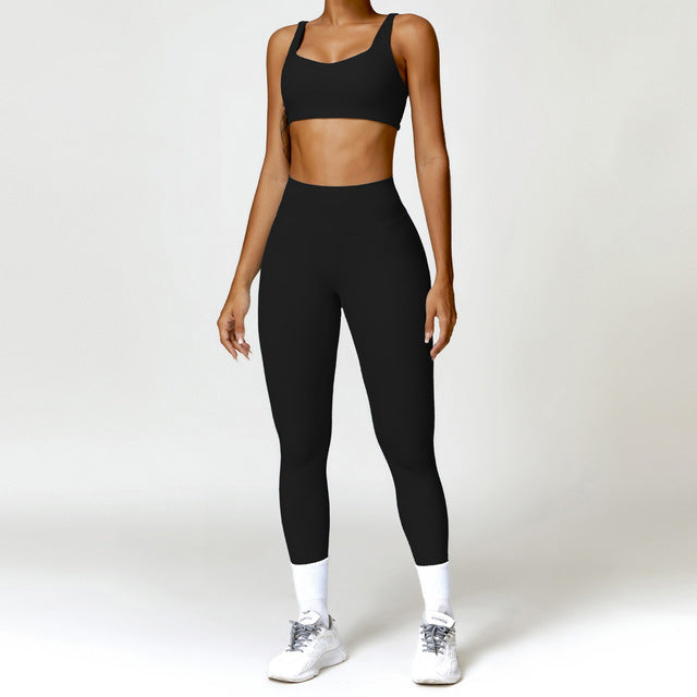 Women's 2PCS Yoga Tracksuit with Leggings and Crop Top