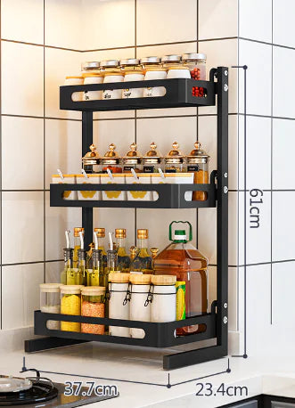 Double-layer Black Stainless Steel Kitchen Rack