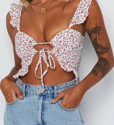 Floral Crop Top with Adjustable Straps for Women