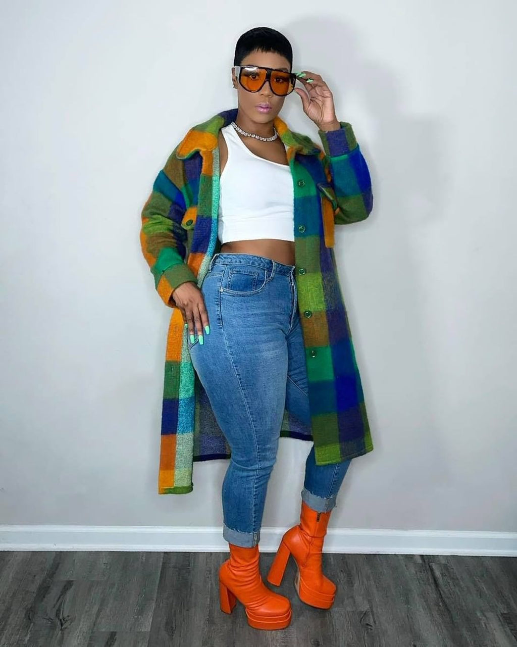 Color Block Long Coat for Women - Fashionable Winter Style