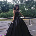 Women's Black Satin Long Evening Dress