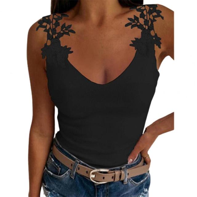 Women's Slim Elastic Lace Vest in Solid Color