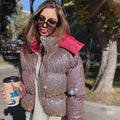 Winter Women's Hooded Cotton Jacket with Zipper