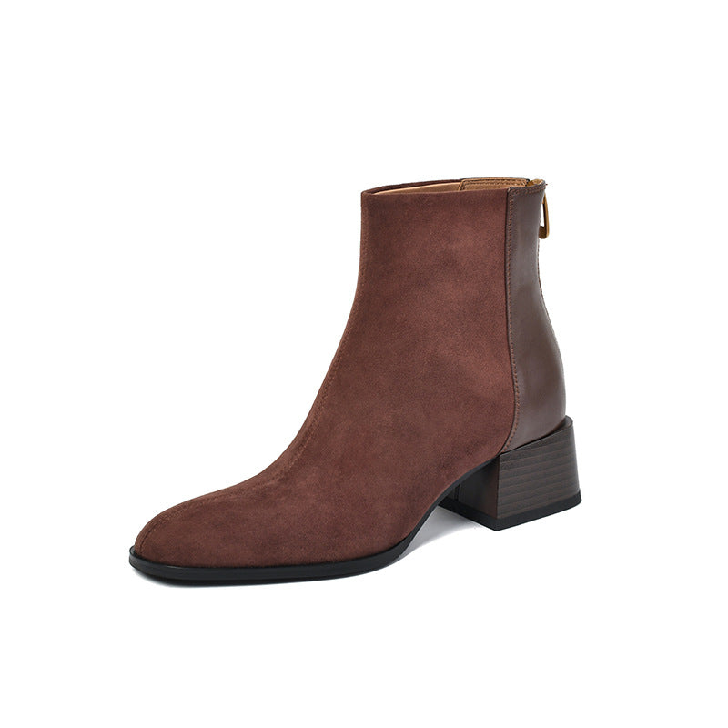 Vintage Style Chunky Heeled Ankle Boots for Women