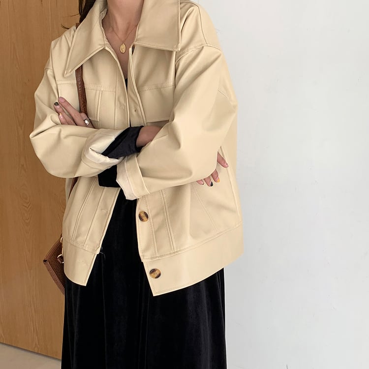 Small PU Leather Short Jacket for Spring and Autumn