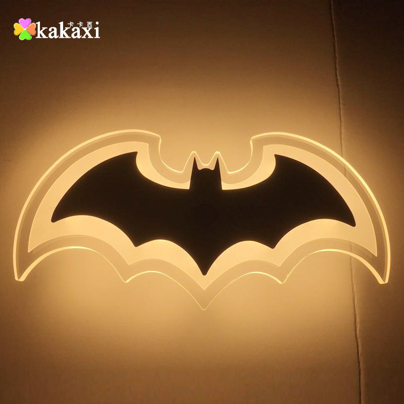 LED Acrylic Bat Wall Light for Creative Bedroom