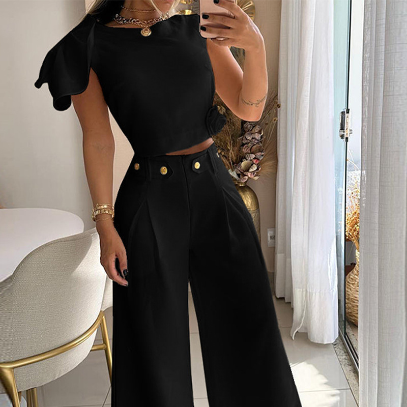 WOLFF Women's Sleeveless Top and Wide Leg Pants Set