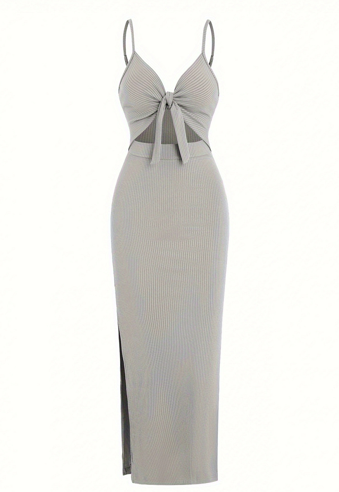Lace-Up Slit Dress