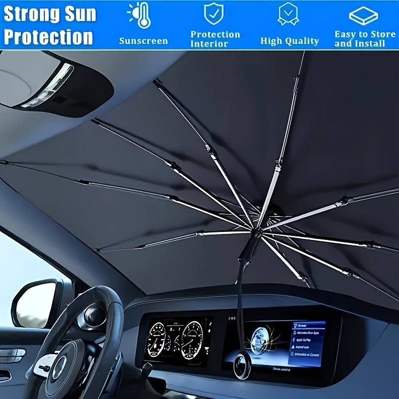 UPF50+ Compact Roll-Up Sunshade for Front Window